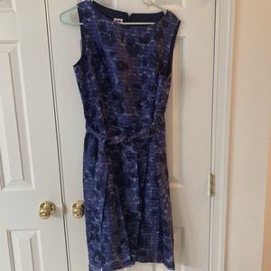 Anne Klein belted blue floral dress.